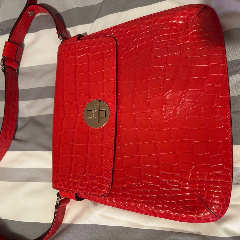 Kate Spade Red Crocodile-Embossed Crossbody Bag